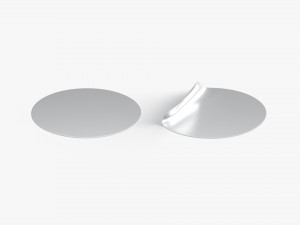 Two Round Stickers - silver smooth and curved sticky labels 3D Model