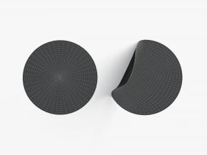 ラウンド ステッカー 2 枚 - シルバーの滑らかで湾曲した粘着ラベル 3Dモデル