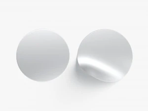 Deux Stickers Ronds - &eacute;tiquettes adh&eacute;sives argent&eacute;es lisses et pli&eacute;es Modèle 3D
