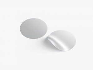 Two Round Stickers - silver smooth and bended adhesive labels 3D Model