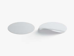 Two Round Stickers - silver smooth and bended adhesive labels 3D Model
