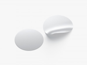 Two Round Stickers - silver smooth and bended adhesive labels 3D Model