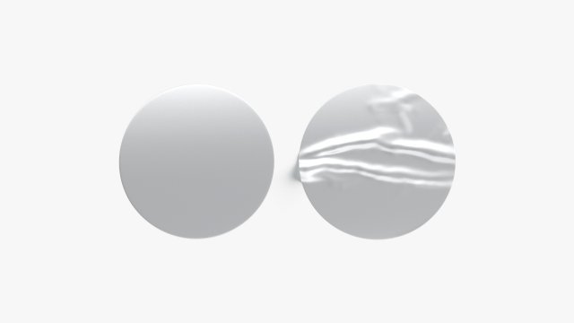Two Round Stickers - silver sleek and wrinkly sticky tag 3D 模型 .c4d .max .obj .3ds .fbx .stl .blend 