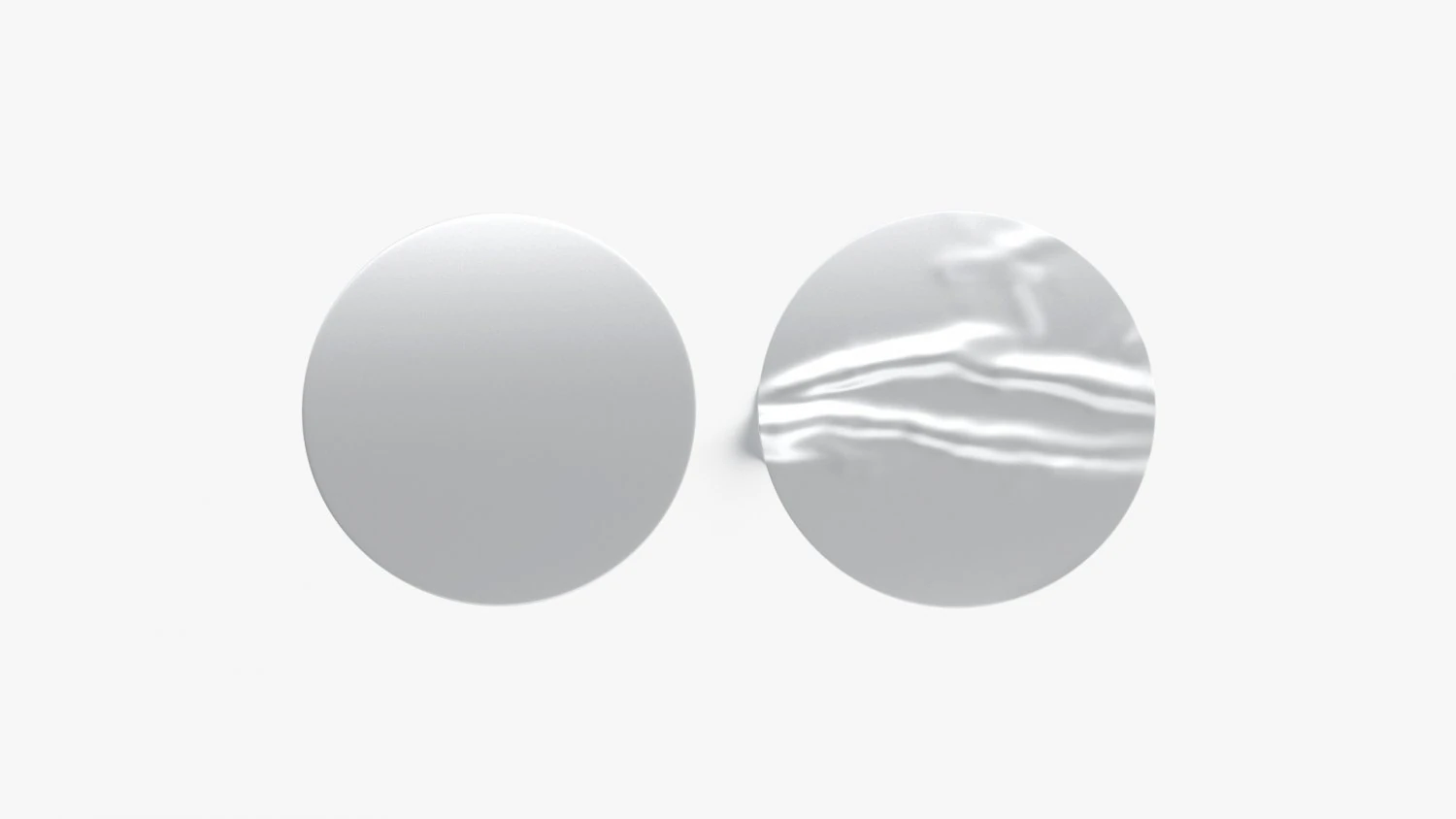 Two Round Stickers - silver sleek and wrinkly sticky tag 3D Model .c4d .max .obj .3ds .fbx .stl .blend 