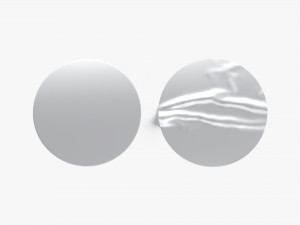 Two Round Stickers - silver sleek and wrinkly sticky tag 3D Model