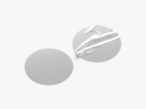 Two Round Stickers - silver sleek and wrinkly sticky tag 3D 模型