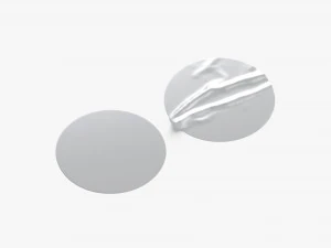 Two Round Stickers - silver sleek and wrinkly sticky tag 3D Model