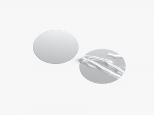 Two Round Stickers - silver sleek and wrinkly sticky tag 3D 模型