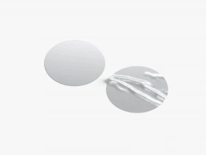 Two Round Stickers - silver sleek and wrinkly sticky tag 3D Model