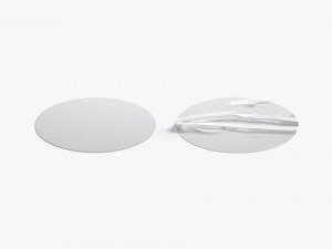 Two Round Stickers - silver sleek and wrinkly sticky tag 3D 模型