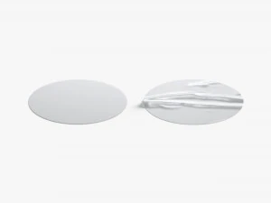 Two Round Stickers - silver sleek and wrinkly sticky tag 3D Model