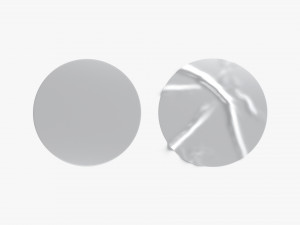 Two Round Stickers - silver flat and crumpled adhesive label 3D Модель