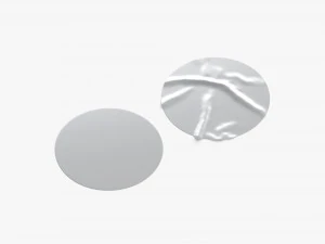 Two Round Stickers - silver flat and crumpled adhesive label 3D Model