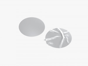 Two Round Stickers - silver flat and crumpled adhesive label 3D Модель