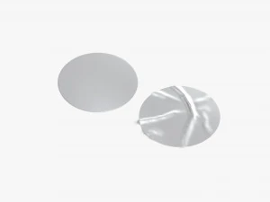 Two Round Stickers - silver flat and crumpled adhesive label 3D Model
