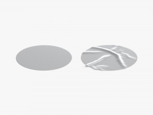 Two Round Stickers - silver flat and crumpled adhesive label 3D Модель