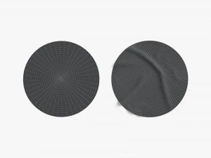 Two Round Stickers - silver flat and crumpled adhesive label 3D Model