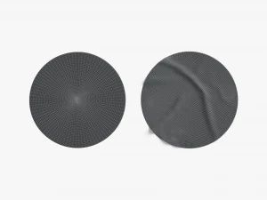 Two Round Stickers - silver flat and crumpled adhesive label 3D Model
