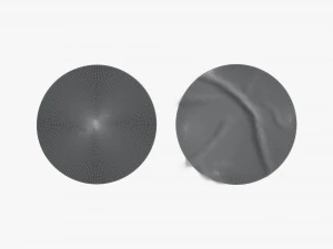 Two Round Stickers - silver flat and crumpled adhesive label 3D Model