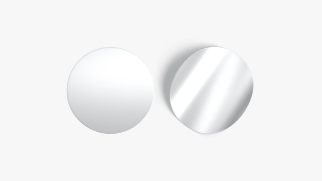 Two Round Stickers - silver smooth and curled corners glued tag Model 3D .c4d .max .obj .3ds .fbx .stl .blend 