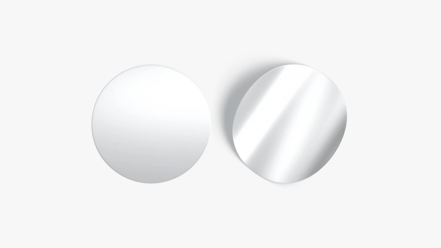 Two Round Stickers - silver smooth and curled corners glued tag 3D Model .c4d .max .obj .3ds .fbx .stl .blend