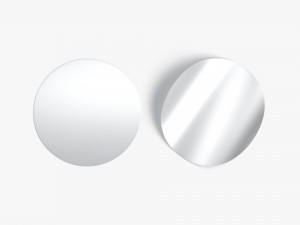 Two Round Stickers - silver smooth and curled corners glued tag 3D Model