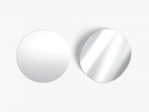Deux Stickers Ronds - &eacute;tiquette coll&eacute;e coins lisses et recourb&eacute;s argent&eacute;s Modèle 3D