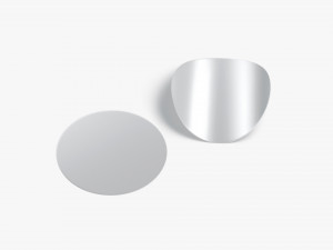 Two Round Stickers - silver smooth and curled corners glued tag Model 3D