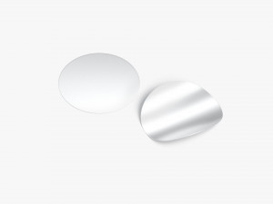 Two Round Stickers - silver smooth and curled corners glued tag Model 3D