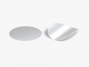 Two Round Stickers - silver smooth and curled corners glued tag Model 3D