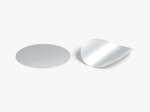 Two Round Stickers - silver smooth and curled corners glued tag 3D Model