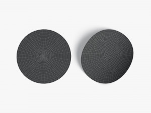 Two Round Stickers - silver smooth and curled corners glued tag Model 3D
