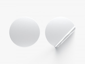 Two Round Stickers - silver flat and curled corners glutinous tally 3D Model