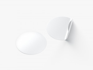 Two Round Stickers - silver flat and curled corners glutinous tally Model 3D