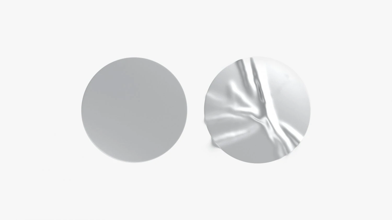 Two Round Stickers - silver smooth and rugose glued label 3D Model .c4d .max .obj .3ds .fbx .stl .blend 