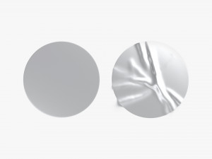 Two Round Stickers - silver smooth and rugose glued label 3D Model