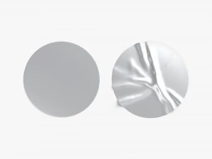 Deux Stickers Ronds - &eacute;tiquette argent&eacute;e coll&eacute;e lisse et rugueuse Modèle 3D
