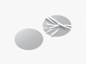 Two Round Stickers - silver smooth and rugose glued label 3D Model