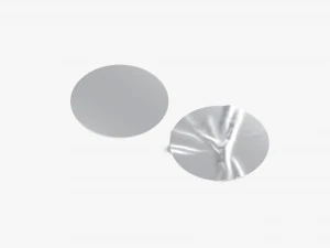 Two Round Stickers - silver smooth and rugose glued label 3D Model