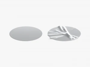 Two Round Stickers - silver smooth and rugose glued label 3D Model