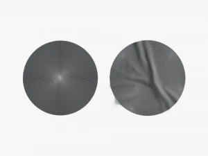 Two Round Stickers - silver smooth and rugose glued label 3D Model