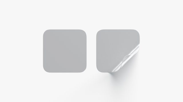 Two Square Stickers - silver smooth and curled corners adhesive label 3D Model .c4d .max .obj .3ds .fbx .stl .blend 