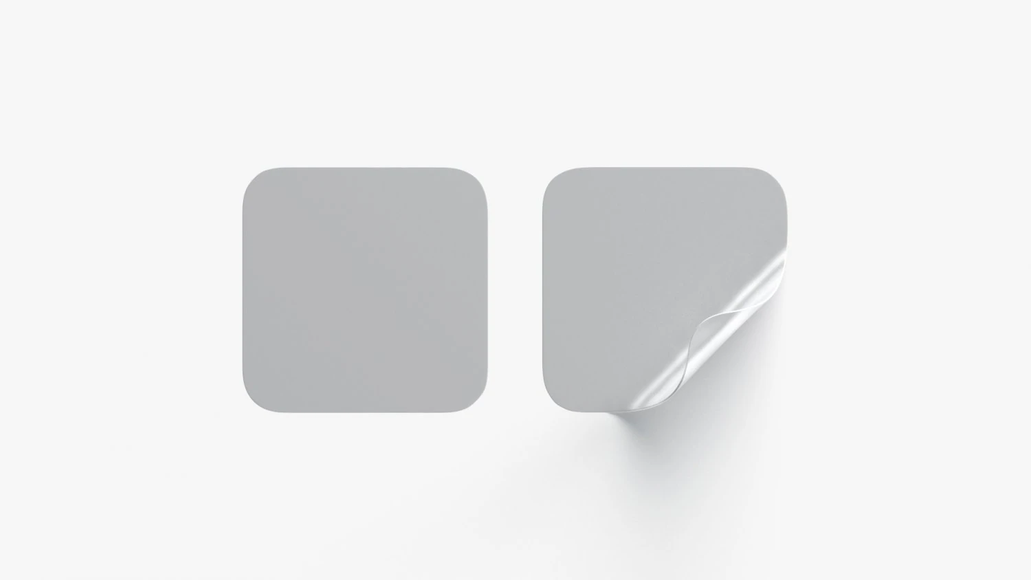 Dois adesivos quadrados - etiqueta adesiva prateada com cantos lisos e enrolados Modelo 3D .c4d .max .obj .3ds .fbx .stl .blend 