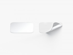 Two Square Stickers - silver smooth and curled corners adhesive label 3D Model