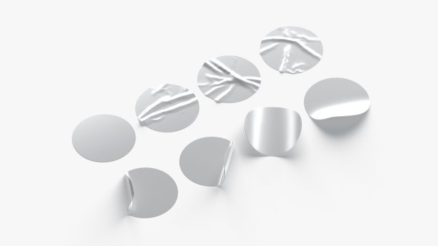 8 Stickers set - silver adhesive sticky labels Model 3D .c4d .max .obj .3ds .fbx .stl .blend 