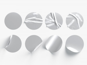 8 Stickers set - silver adhesive sticky labels Model 3D