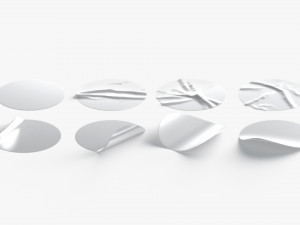 8 Stickers set - silver adhesive sticky labels Model 3D
