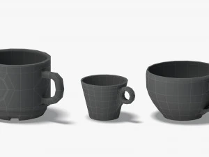 10 Mugs Shapes - white ceramic cups with different forms and sizes 3D Model