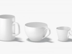 10 Mugs Shapes - white ceramic cups with different forms and sizes 3D Model