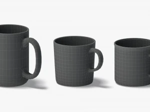 10 Ceramic Mugs Shapes - white mugs various forms and sizes 3D Model